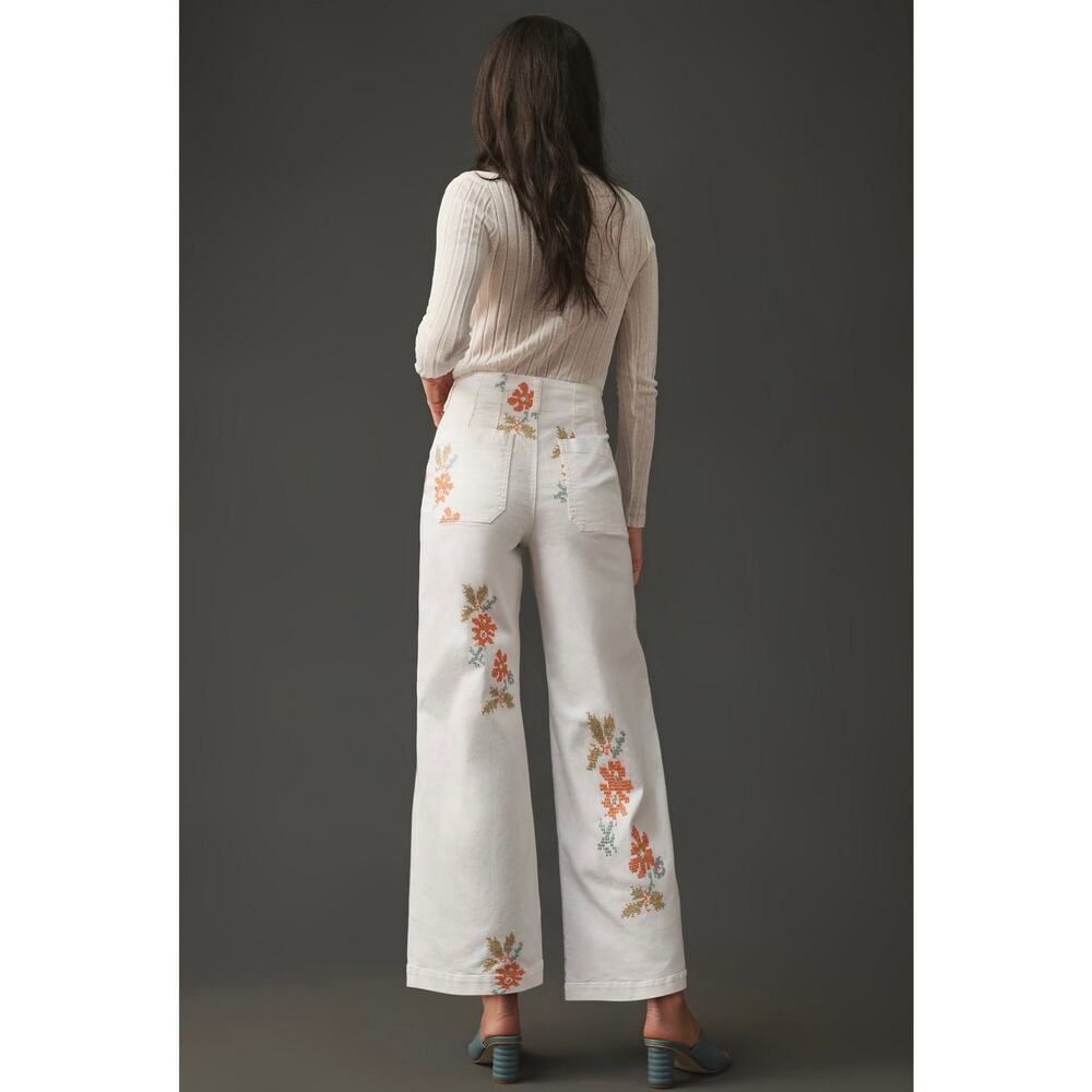 Anthropologie Maeve Colette High-Rise Wide-Leg Cropped Jeans Size 30 - Picture 3 of 9